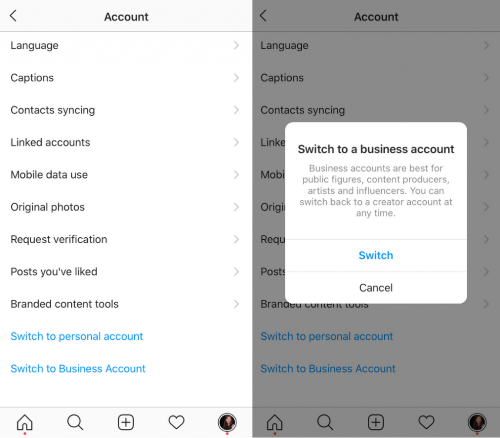 Switching to a Business Account on Instagram has benefits such as posting automatically and analytics.