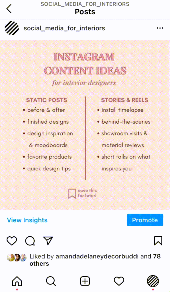 Looking up the efficiency of interior design hashtags in Instagram's analytics