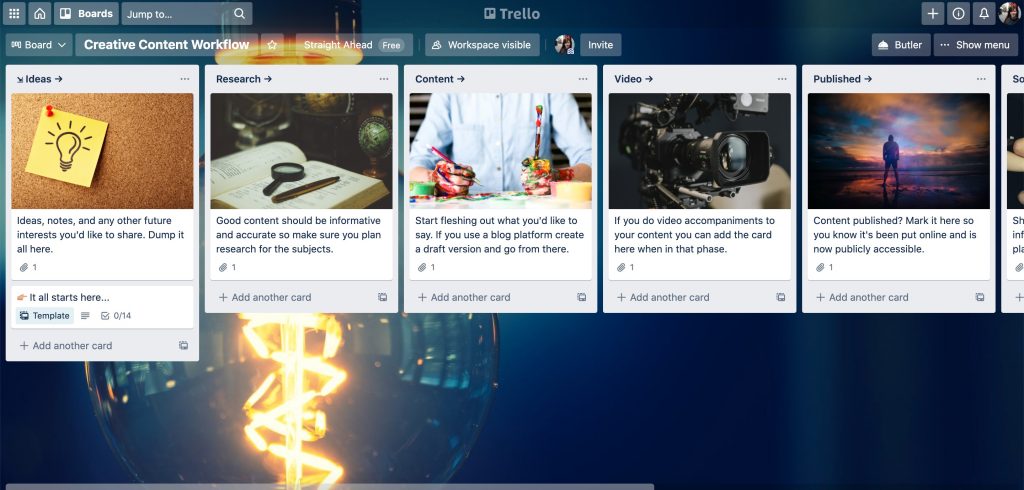 Trello is a handy tool to organize social media post ideas for interior designers.