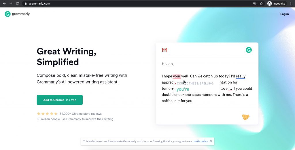 Grammarly is a time-saving tool that checks your grammar and tone of voice when writing social media captions.