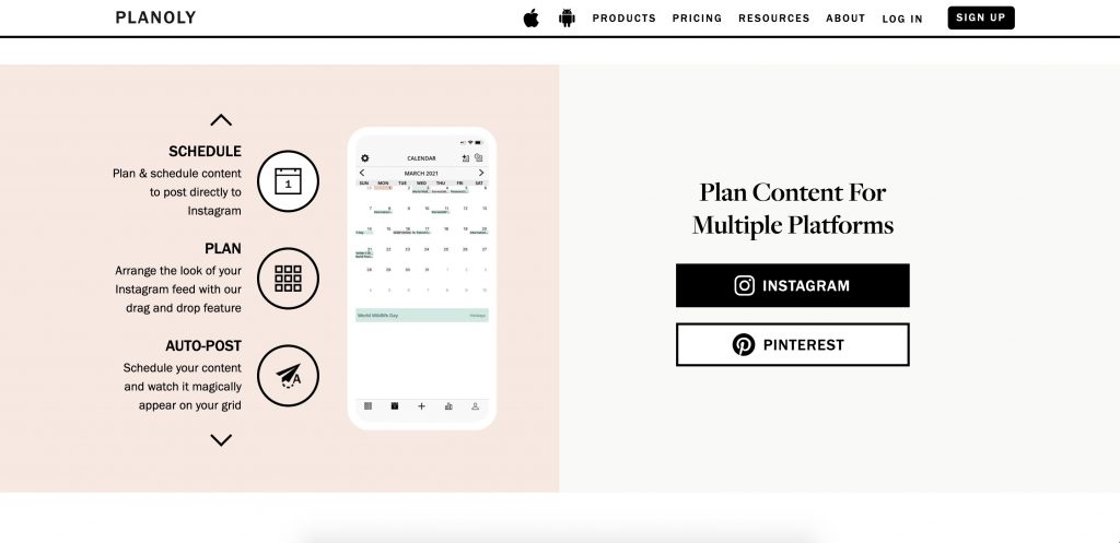 Planoly is our favorite social media scheduler for Instagram posts.