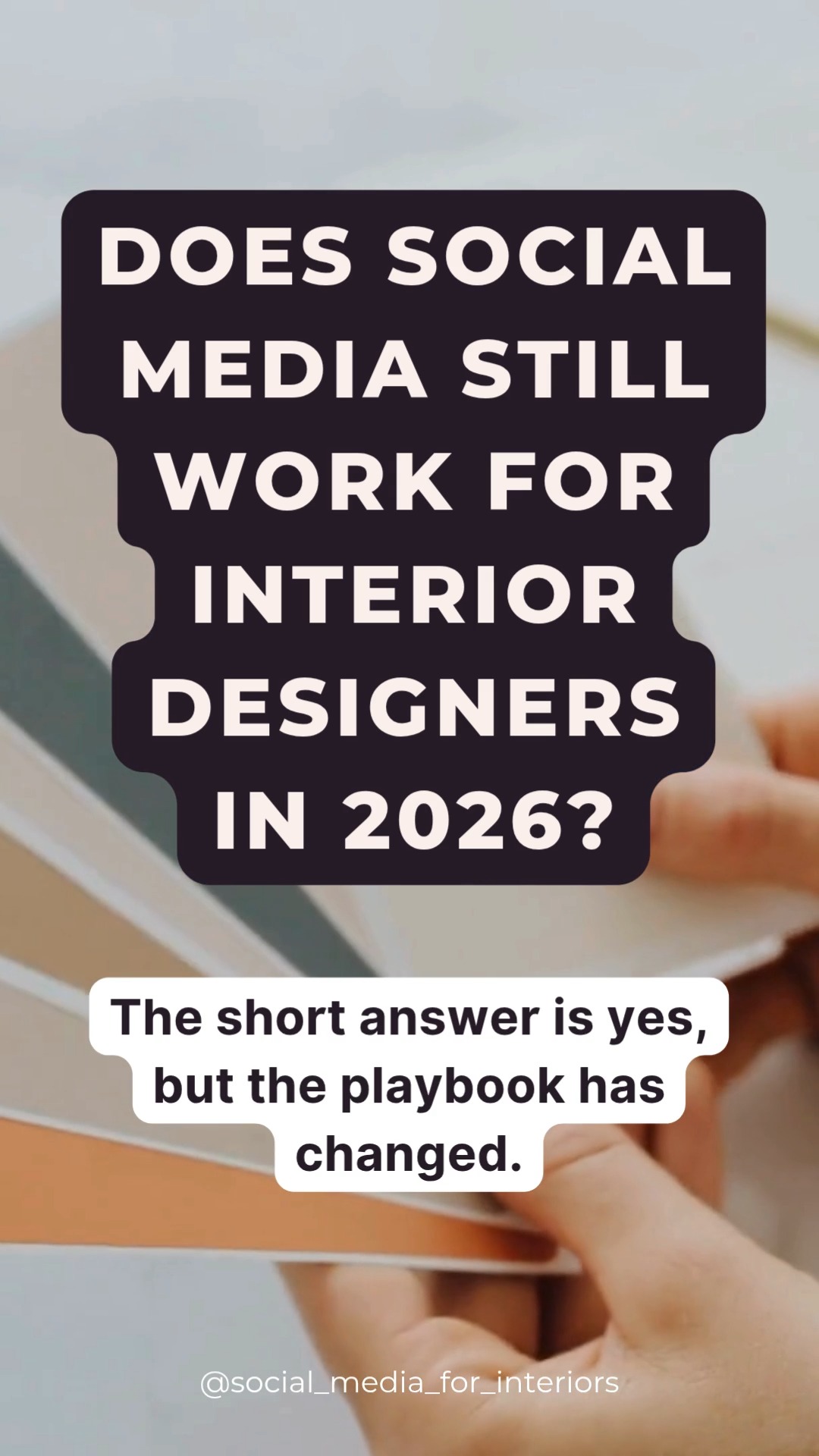 Does social media still work in 2026?

Short answer: yes. But the playbook has changed.

You don’t need to post every day, chase every trend, or hire an agency to get results. If you’re a solo designer or small studio, you just need to focus on a few things that actually move people from scrolling to booking, regardless of the platform of your choice.

What used to work but doesn’t anymore:
✖️ Pretty posts with no context
✖️ Hashtag dumping
✖️ Chasing every new feature or trend without a plan
✖️ Posting just to stay active

The goal now isn’t to post more. It’s to post with intention so each piece of content works harder for you.

In 2026, platforms reward signals that show real interest, not vanity metrics. Saves, shares (especially in private messages), watch time, and profile taps matter more than likes. These signals determine who sees your content next.

So, if you want clients in 2026, share content that gets people to take action, not just double tap.

Here’s what still works and is realistic for small teams and solo designers:

🔥 Make people take action
Create content people want to save, share, or send in a DM. Quick checklists, short how tos, and problem solving posts that help your ideal client plan or decide perform best.

🔥 Foster genuine conversations�
Private messages, comments, and small groups are where referrals start. Platforms are putting more emphasis on messaging and native automations. You don’t need a complex funnel, just a consistent, human follow up.

🔥 Prioritize evergreen content�
High quality how tos, FAQs and guides stay visible for longer. This means less pressure to post daily and more return from each post you publish.

I’ve got more coming on what to post when you are short on time, how to turn one project into weeks of content, and what you can stop stressing about entirely.

👉 Follow @social_media_for_interiors for more social media advice that helps interior designers get real clients, not just likes.